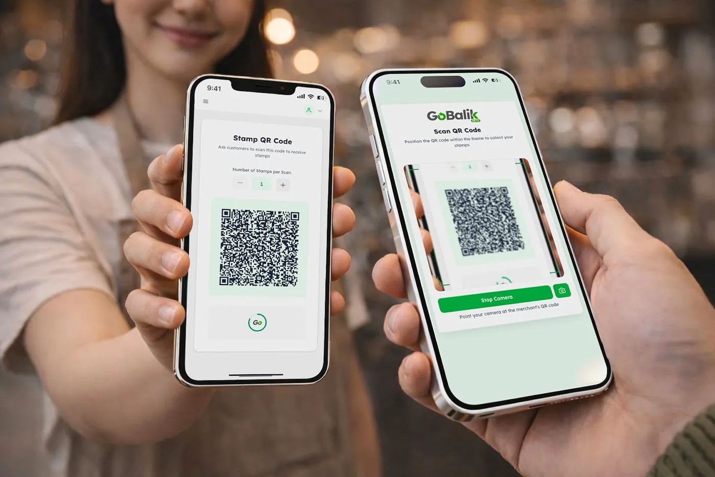 GoBalik app - customers scanning QR codes
