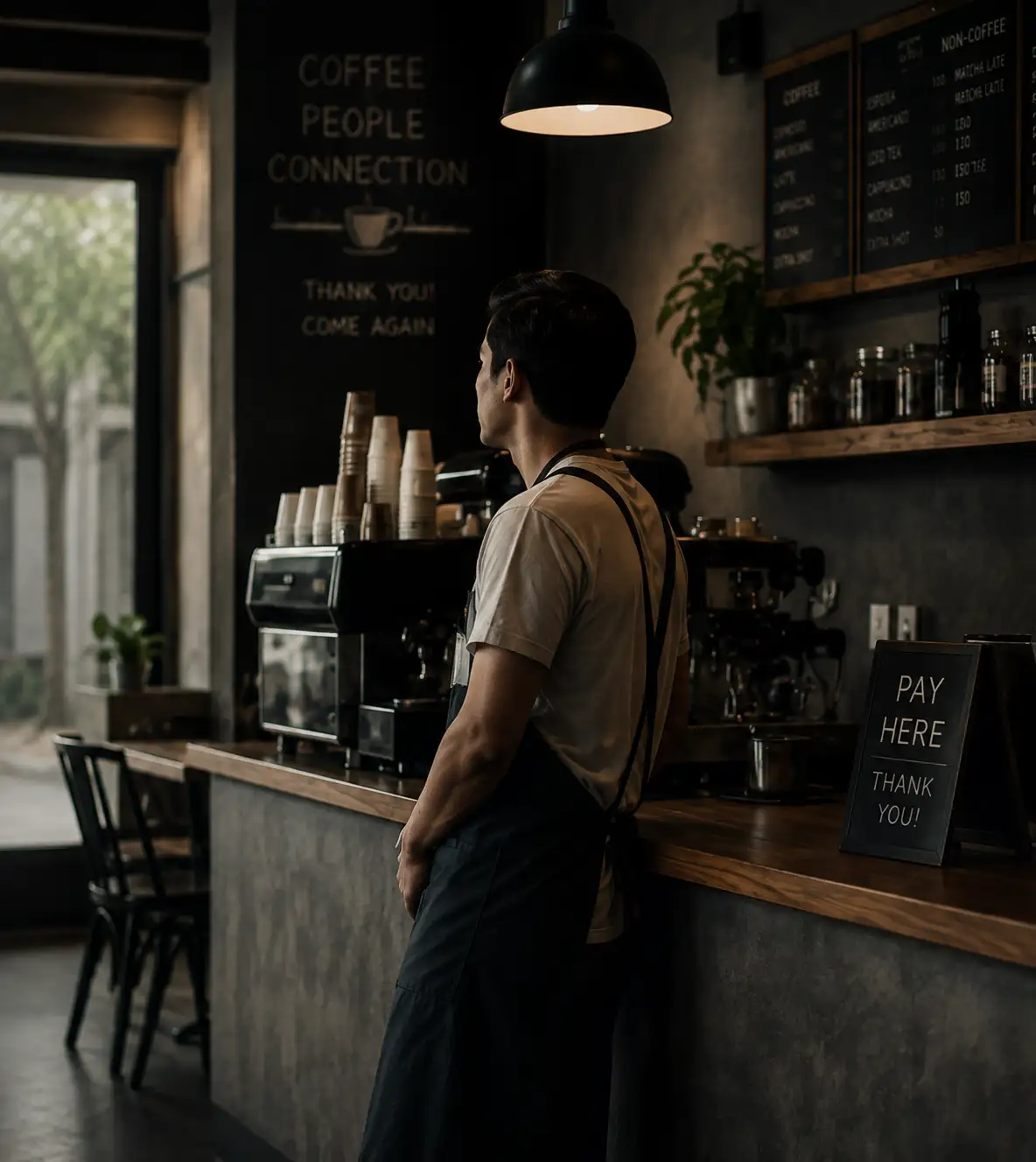Placeholder: owner at the counter